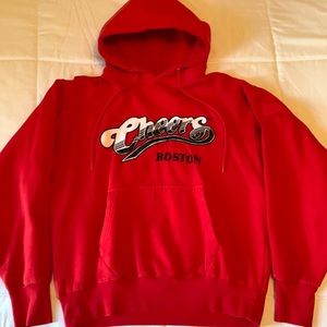 Cheers Boston Hoodie Hooded Sweatshirt - Medium - Red - Vintage